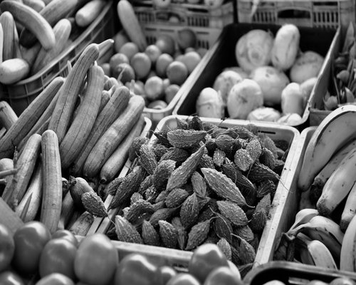 Local fresh organic vegetables displayed neatly at a neighborhood wet market in Singapore